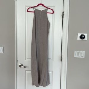 Linen maxi dress, tan, pockets, size small, EUC
